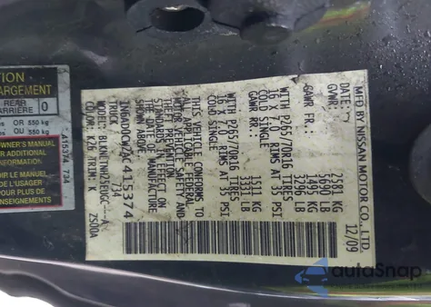 2010 Nissan Frontier Se from USA, damaged, VIN 1N6AD0CW2AC415374